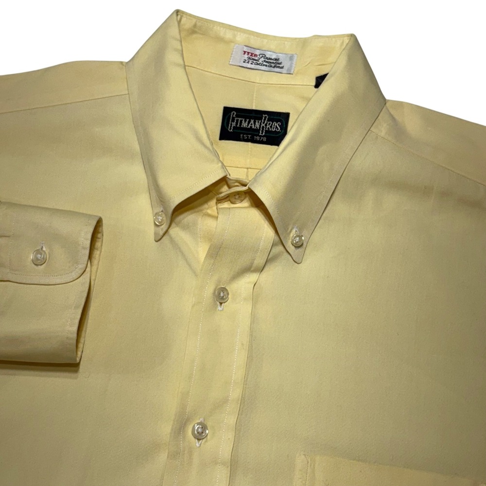 Gitman Bros Oxford Shirt Mens 17 34 Yellow TTX Pinpoint Cotton Button Down Prep